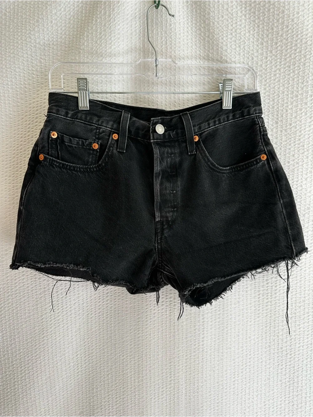 LEVI’S 501 Original Black Cutoff Denim Shorts High Rise Raw Hem Women’s 27